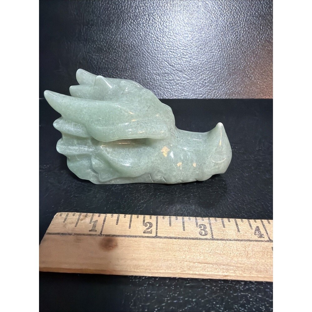 Green Adventurine 4 In Dragon Head Hand Carved Stone Figure Paperweight